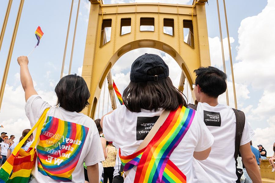 A photo of CMU students at Pittsburgh's Pride Parade